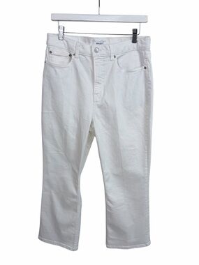 SPANX Lycra Fitsense Kick Flare Jeans Womens Size 14 White Linen Stretch NEW